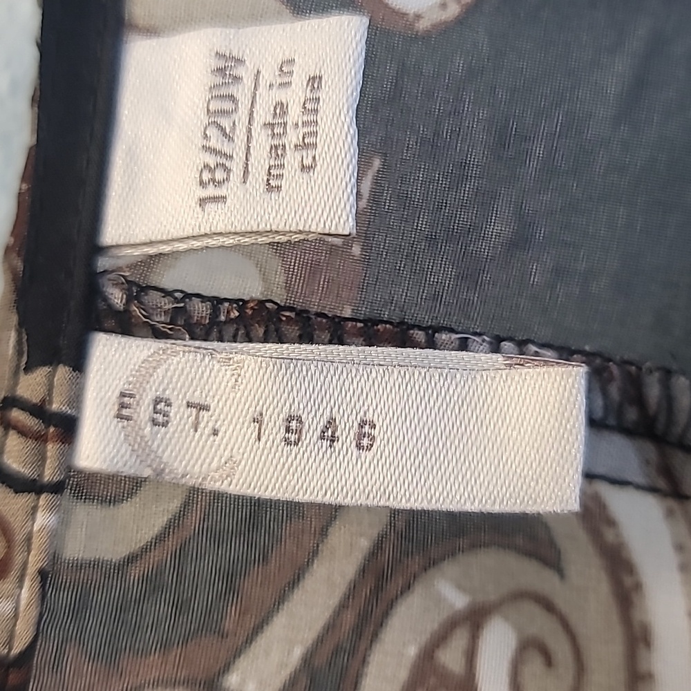 Cato Est 1946 Womans Kimono 18/20 W Black Brown Tan Paisley Short Sleeve Sheer - Picture 5 of 5